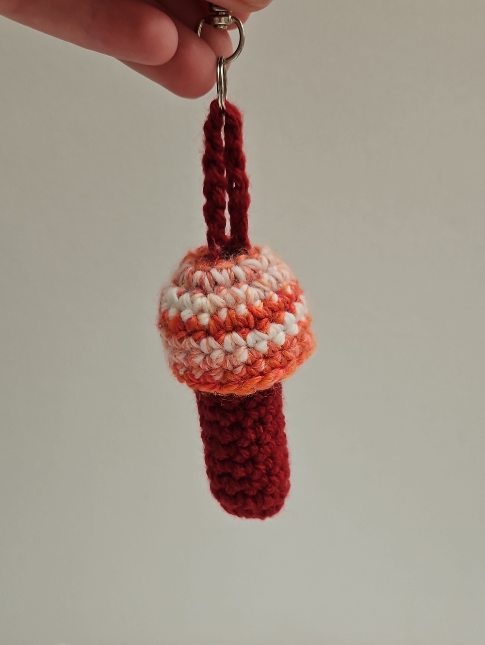Handmade Mushroom Chapstick Holder Keychain - Red, Orange, and White